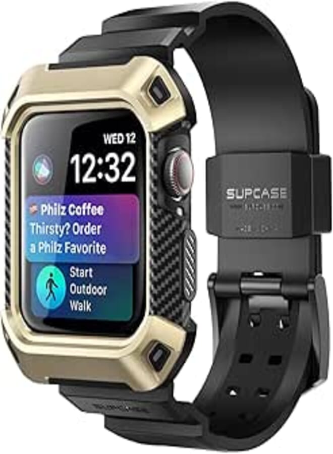 Supcase [unicorn beetle pro] series case designed for apple watch series 7/6/se/5/4 [41/40mm], rugged protective case with strap bands (gold)